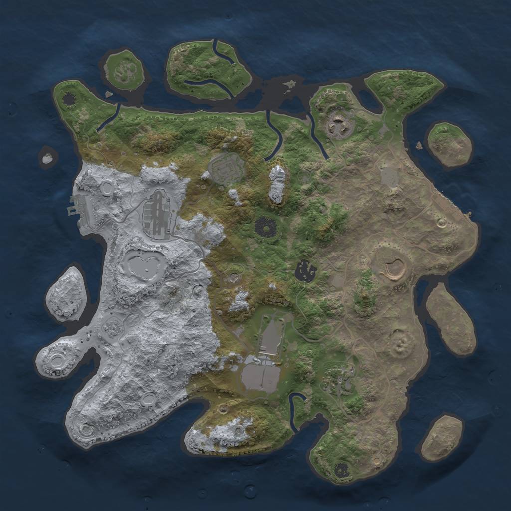 Rust Map: Procedural Map, Size: 3500, Seed: 496967068, 14 Monuments