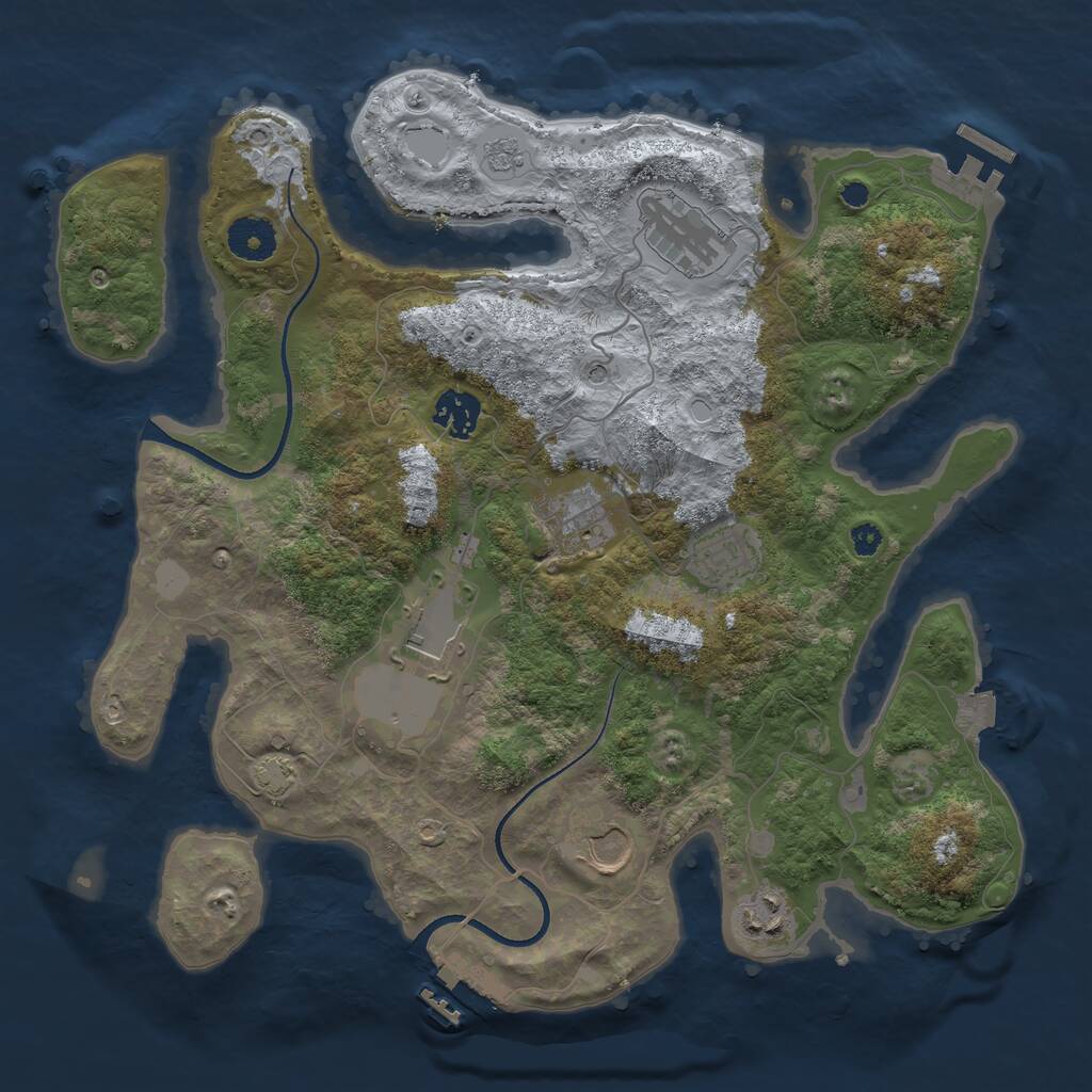 Rust Map: Procedural Map, Size: 3500, Seed: 87243, 13 Monuments