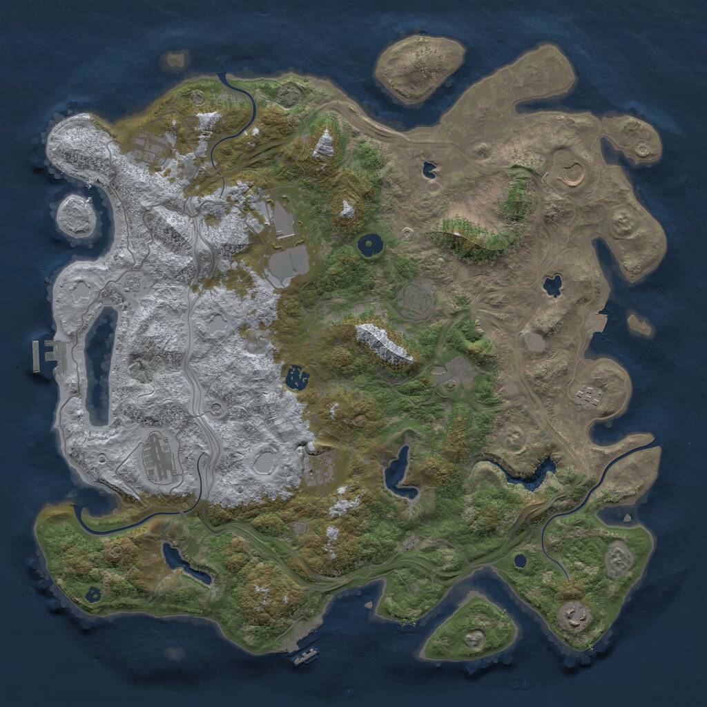 Rust Map: Procedural Map, Size: 4500, Seed: 64614097, 16 Monuments