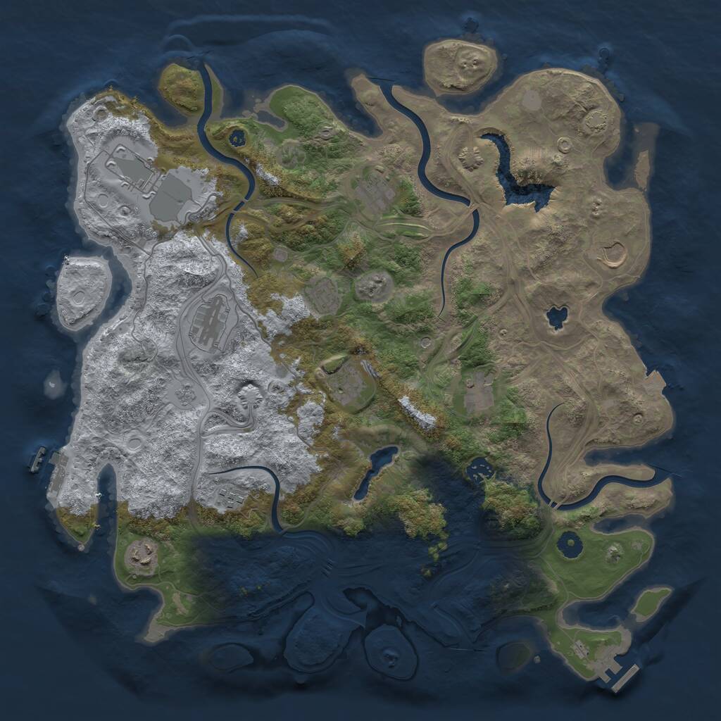 Rust Map: Procedural Map, Size: 4250, Seed: 19670402, 16 Monuments