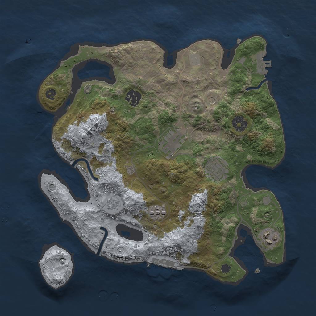 Rust Map: Procedural Map, Size: 3027, Seed: 101, 12 Monuments