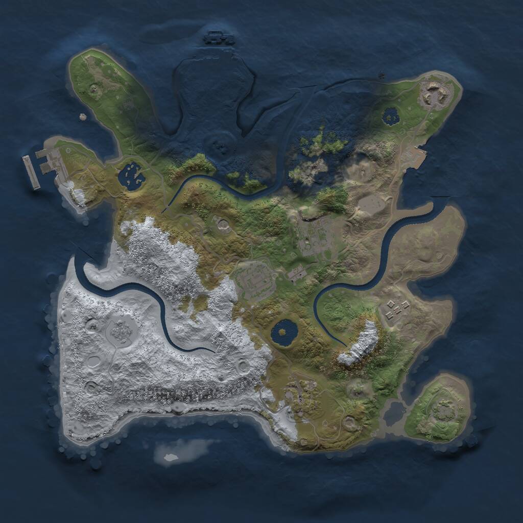 Rust Map: Procedural Map, Size: 3000, Seed: 1410973685, 12 Monuments