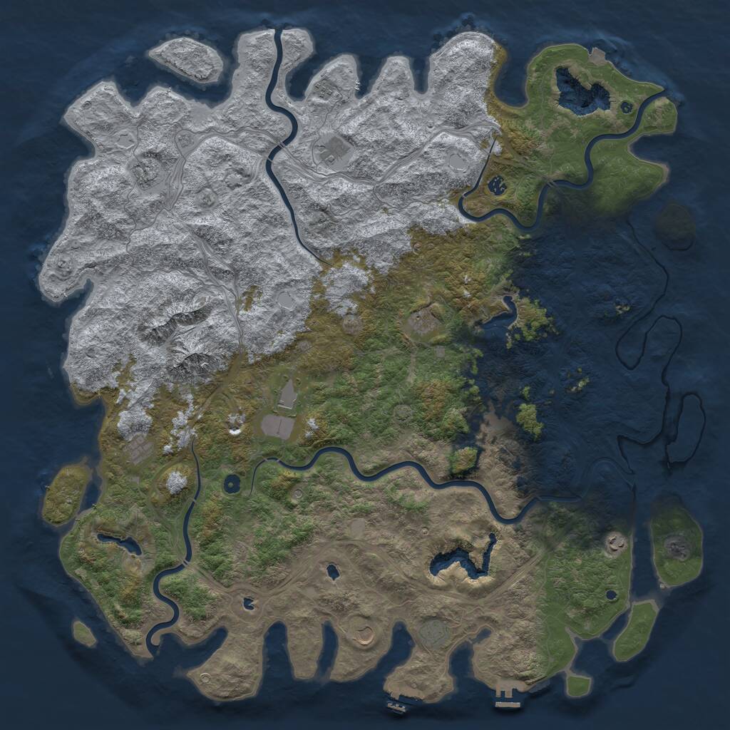 Rust Map: Procedural Map, Size: 6000, Seed: 17012354, 17 Monuments