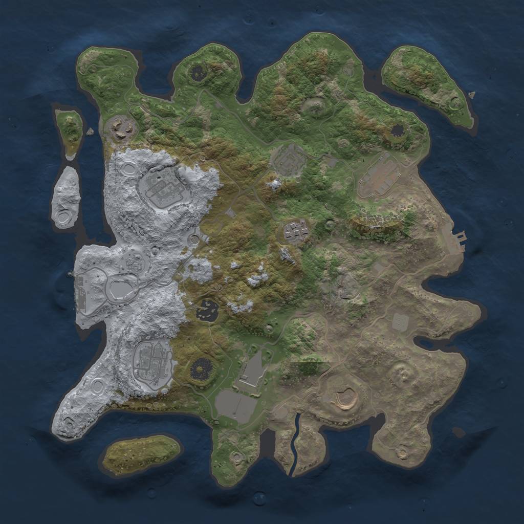 Rust Map: Procedural Map, Size: 3500, Seed: 12201874, 16 Monuments