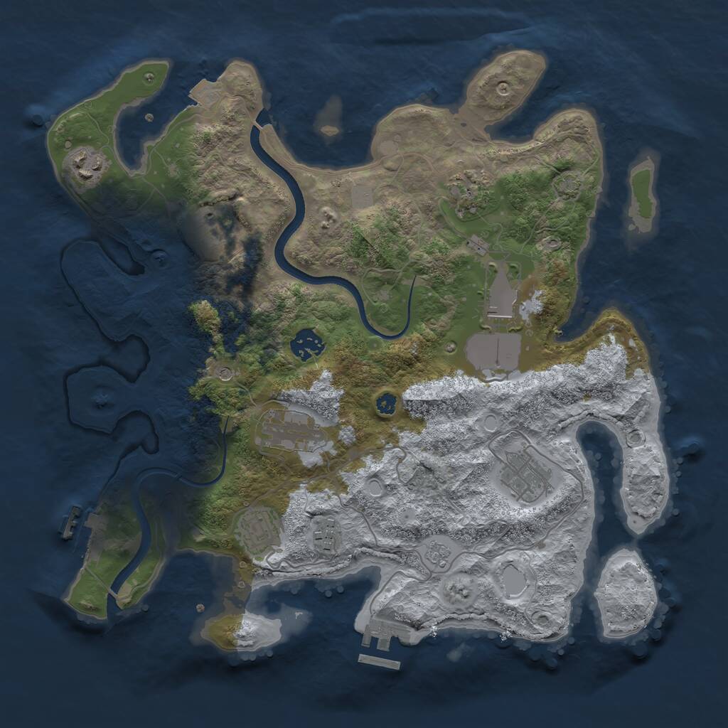 Rust Map: Procedural Map, Size: 3500, Seed: 688307957, 15 Monuments