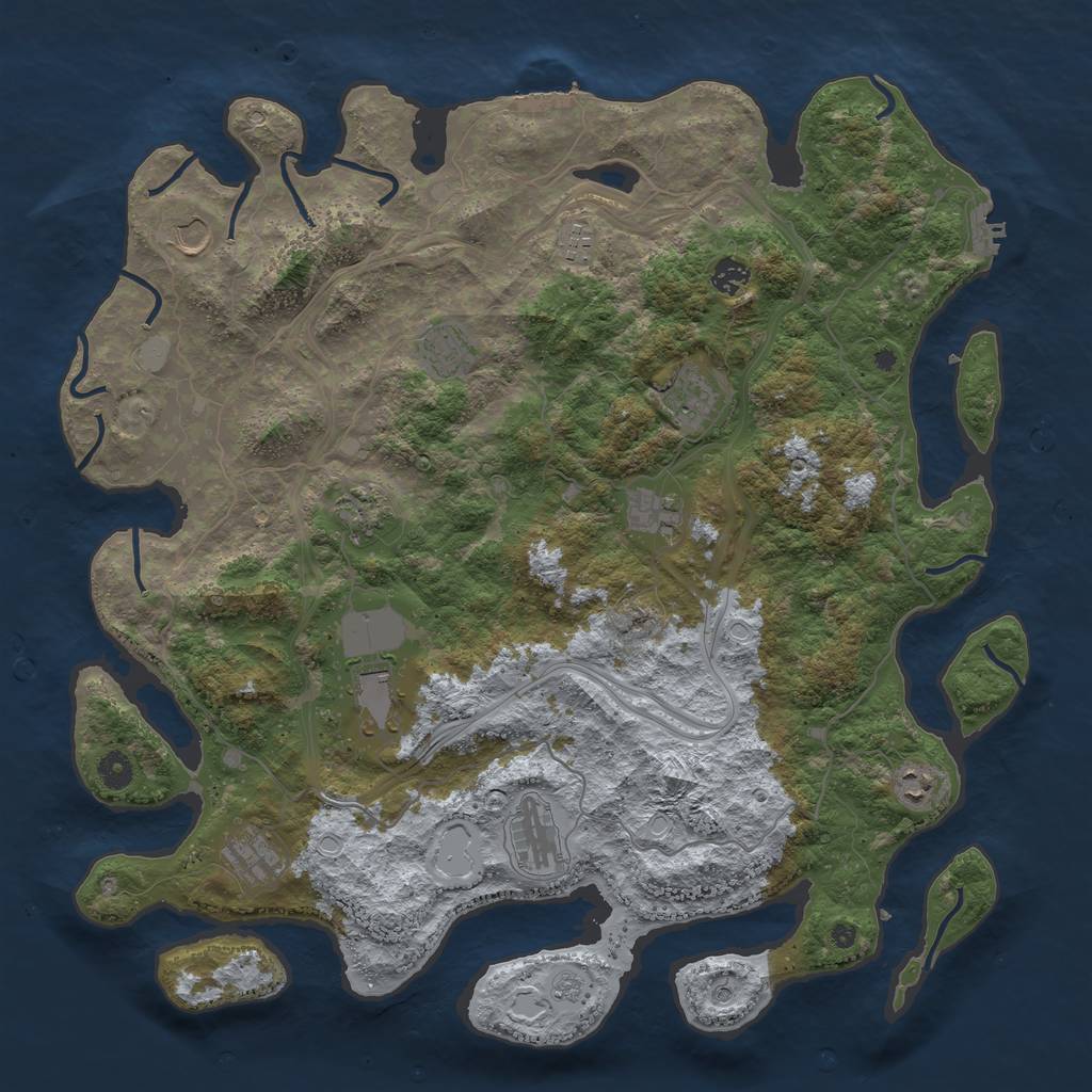 Rust Map: Procedural Map, Size: 4500, Seed: 1810864384, 18 Monuments