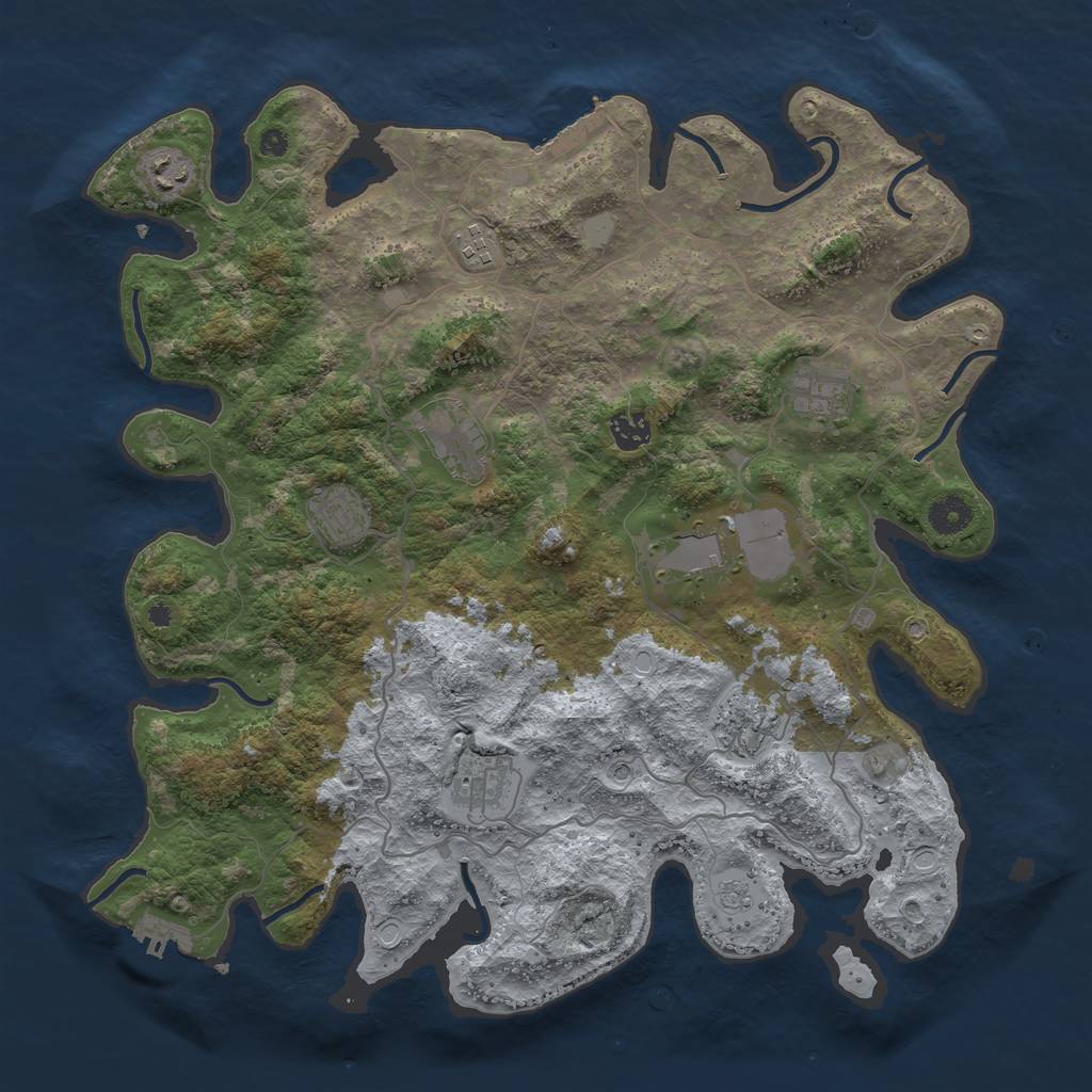 Rust Map: Procedural Map, Size: 4000, Seed: 118646719, 16 Monuments