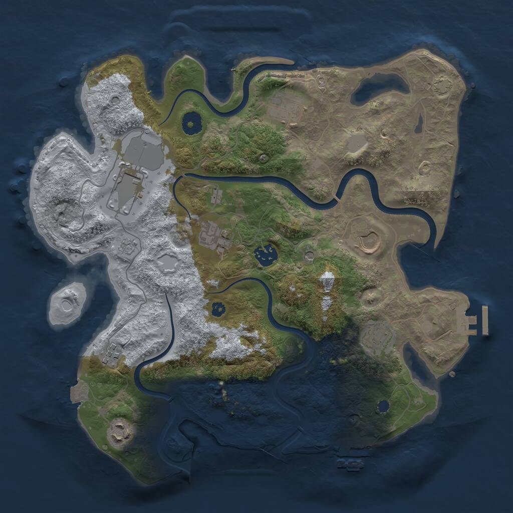 Rust Map: Procedural Map, Size: 3500, Seed: 34636, 14 Monuments