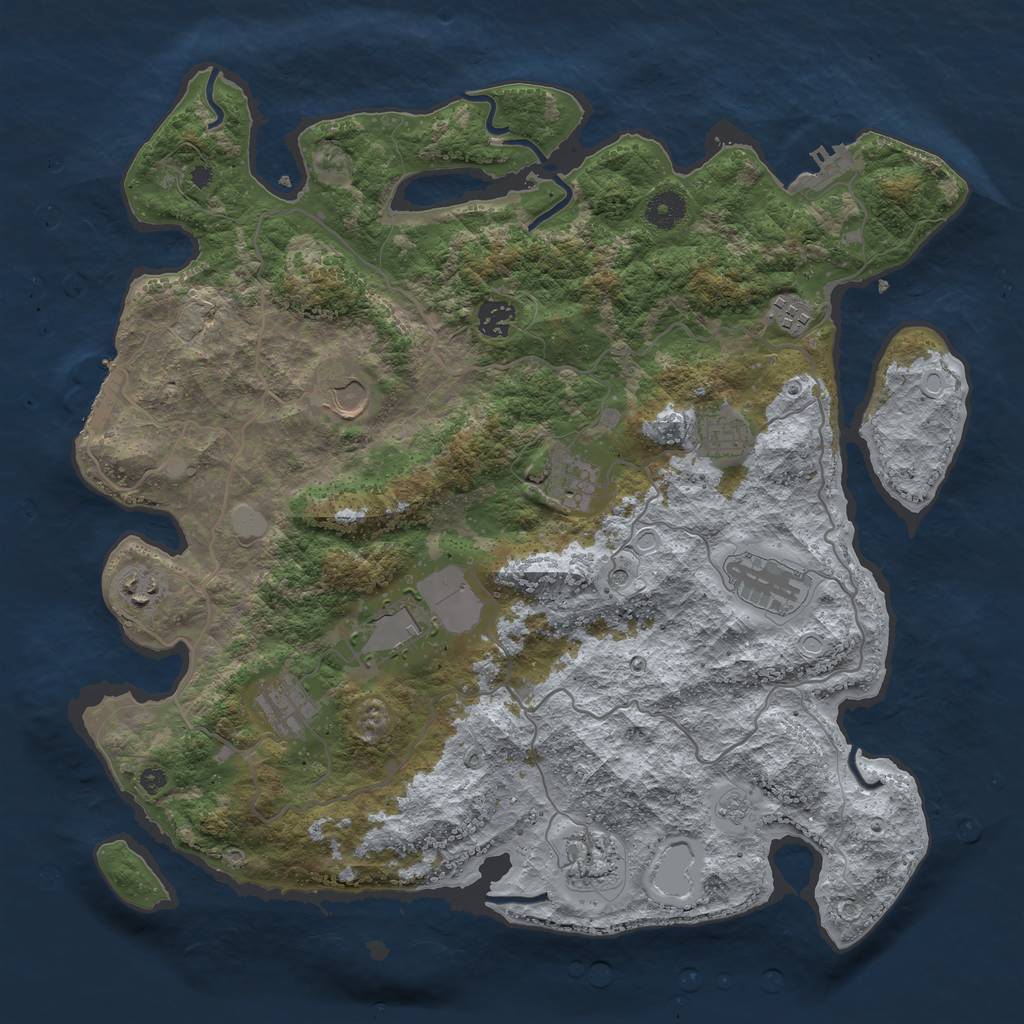 Rust Map: Procedural Map, Size: 4000, Seed: 1234887, 17 Monuments