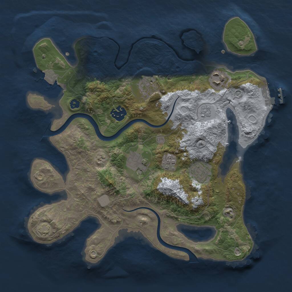 Rust Map: Procedural Map, Size: 3000, Seed: 322431, 11 Monuments