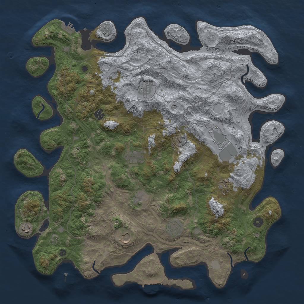 Rust Map: Procedural Map, Size: 4500, Seed: 322858719, 17 Monuments
