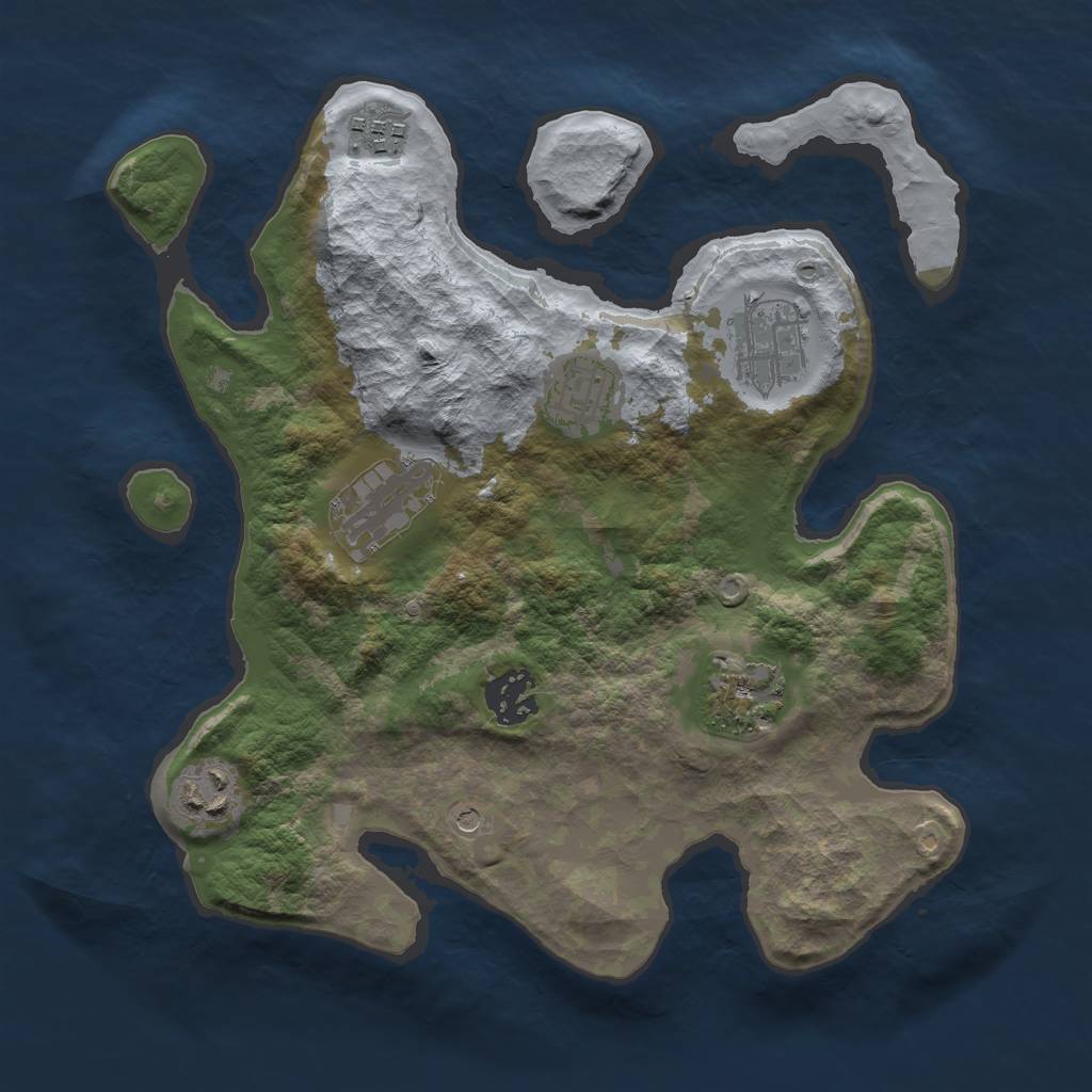 Rust Map: Barren, Size: 3000, Seed: 34234, 10 Monuments