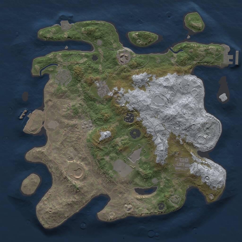 Rust Map: Procedural Map, Size: 3500, Seed: 522801256, 14 Monuments