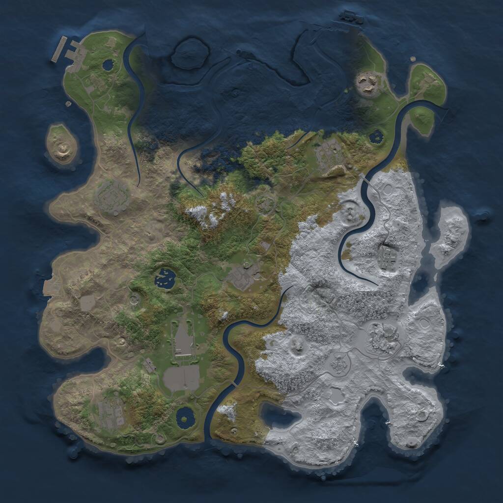 Rust Map: Procedural Map, Size: 3670, Seed: 1650965735, 15 Monuments