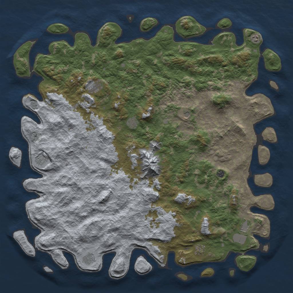 Rust Map: Barren, Size: 6000, Seed: 6969, 13 Monuments