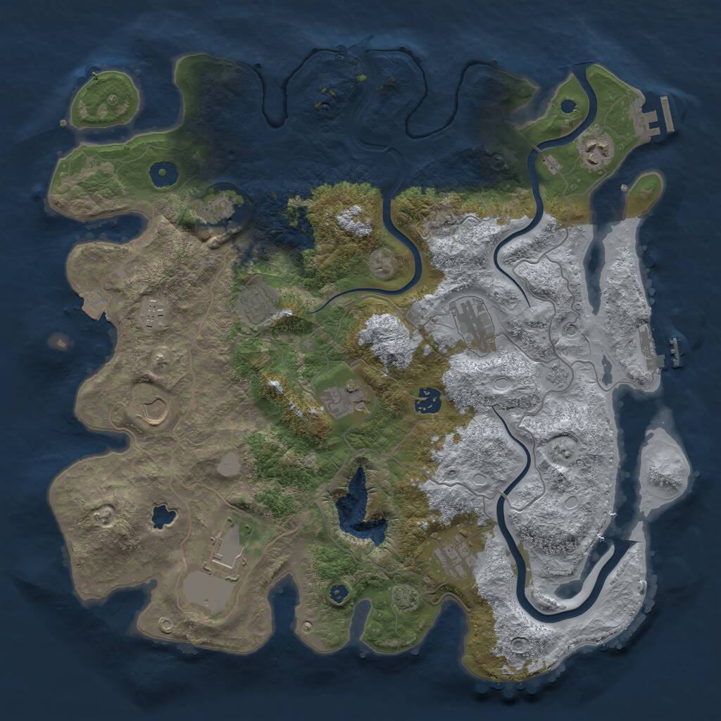 Rust Map: Procedural Map, Size: 4000, Seed: 7353, 16 Monuments