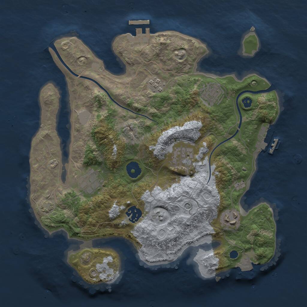 Rust Map: Procedural Map, Size: 3000, Seed: 2113659709, 11 Monuments