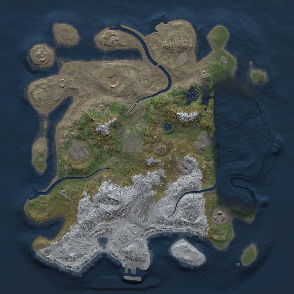 Rust Map: Procedural Map, Size: 3500, Seed: 2123151, 14 Monuments