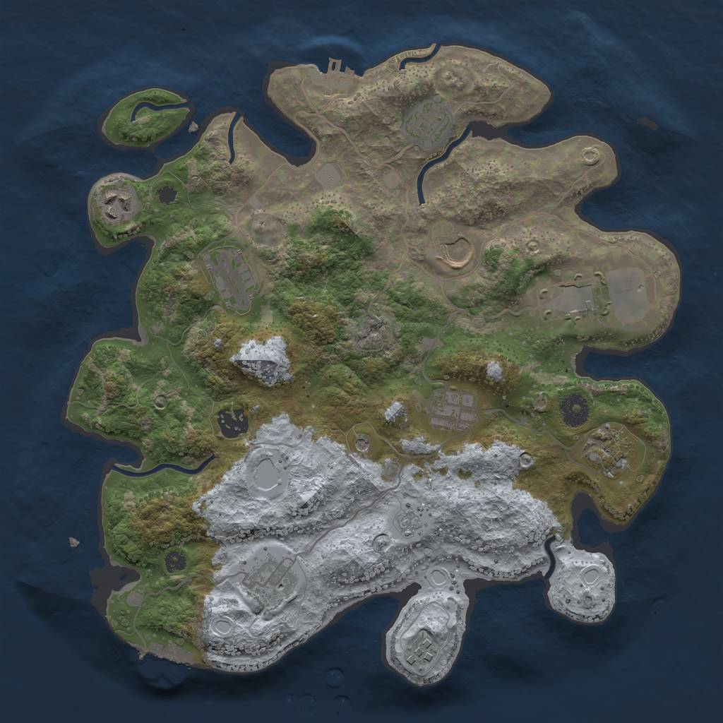 Rust Map: Procedural Map, Size: 3500, Seed: 1573842566, 17 Monuments