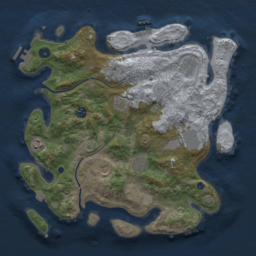 Rust Map: Procedural Map, Size: 3500, Seed: 713105729, 12 Monuments