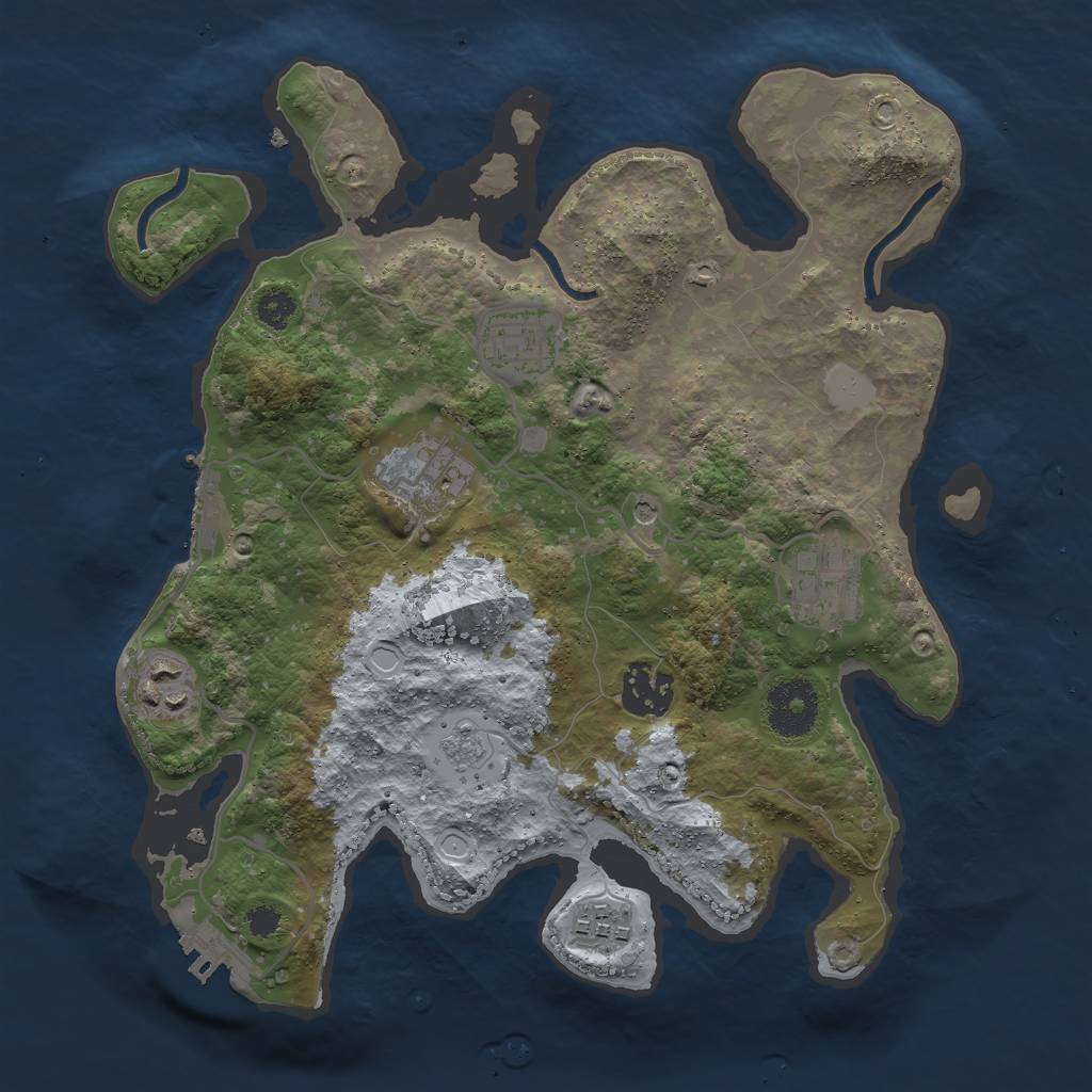 Rust Map: Procedural Map, Size: 3000, Seed: 101640317, 13 Monuments