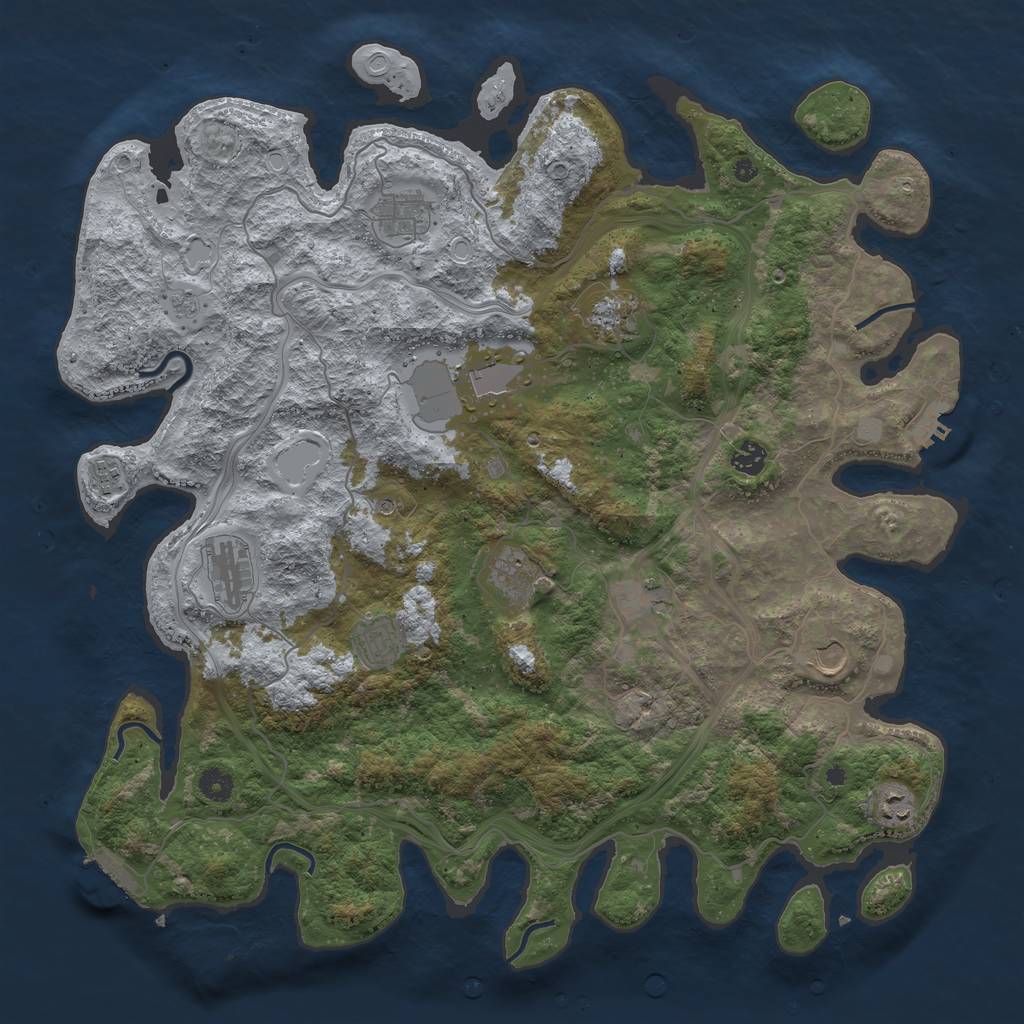 Rust Map: Procedural Map, Size: 4500, Seed: 740244385, 18 Monuments