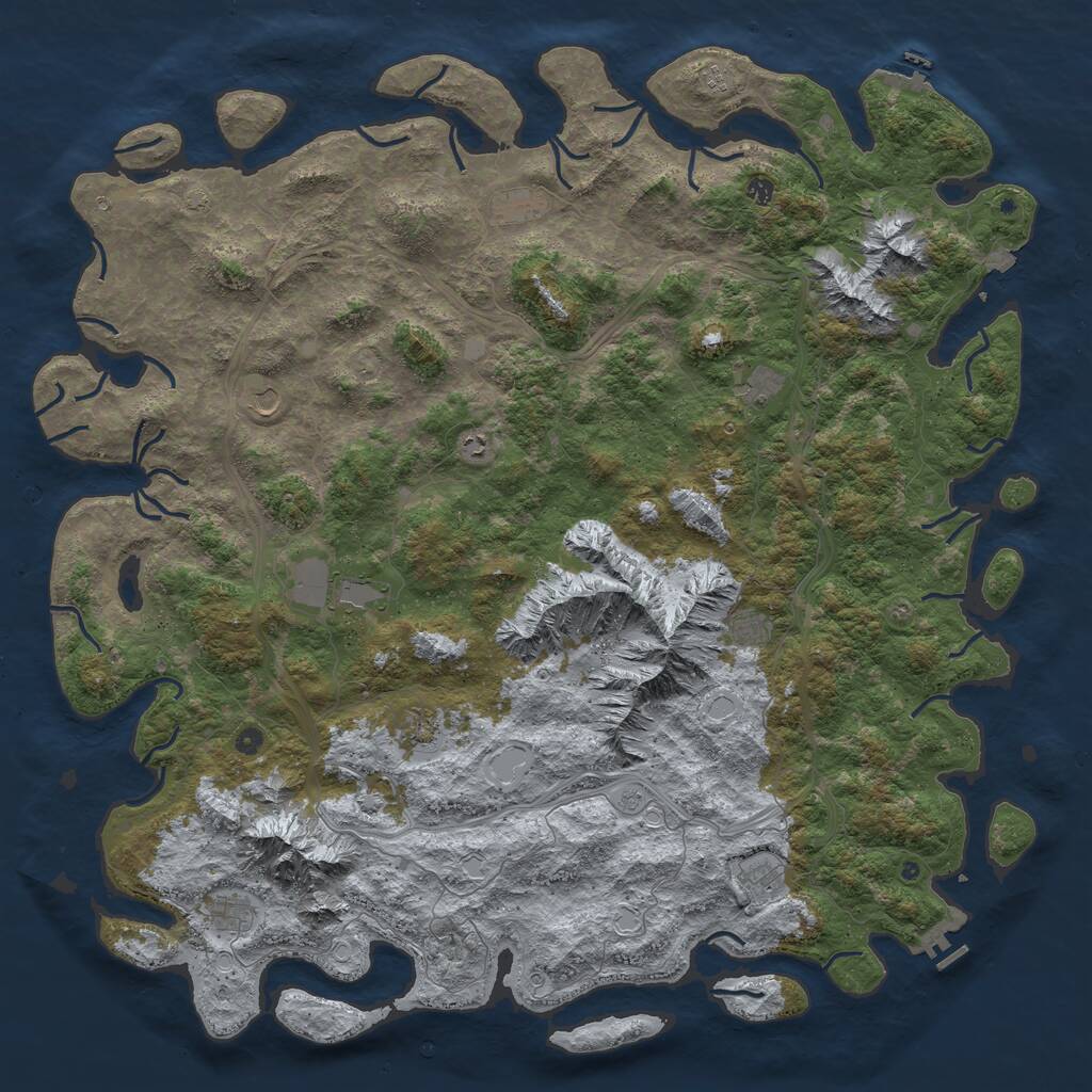 Rust Map: Procedural Map, Size: 6000, Seed: 1833, 17 Monuments