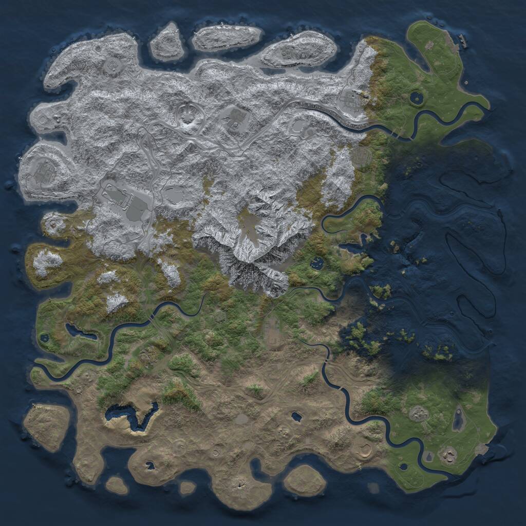 Rust Map: Procedural Map, Size: 6000, Seed: 9385, 17 Monuments