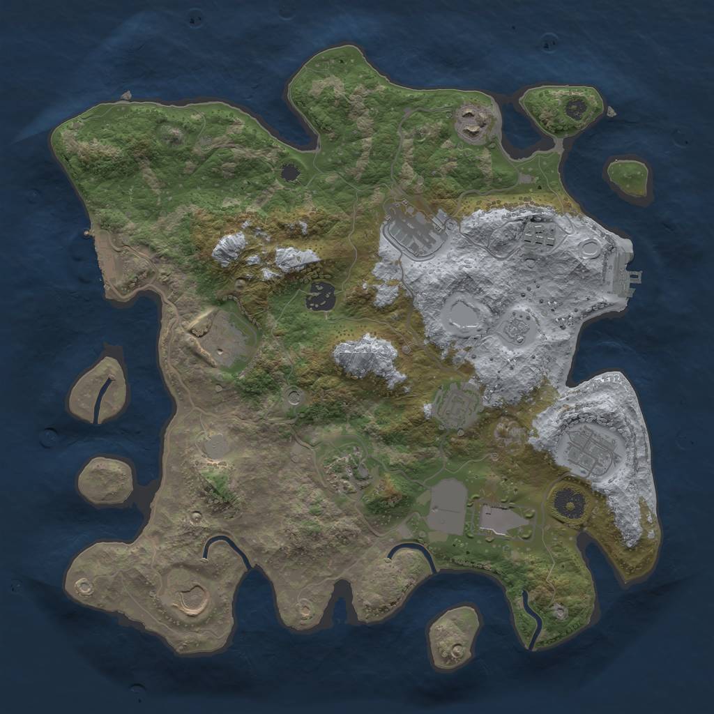 Rust Map: Procedural Map, Size: 3500, Seed: 1583552214, 17 Monuments