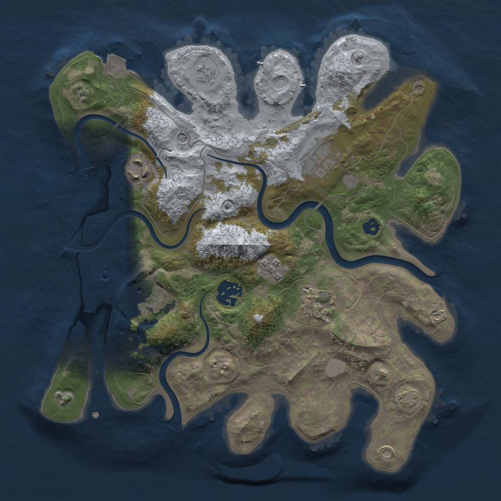 Rust Map: Procedural Map, Size: 3000, Seed: 465102567, 10 Monuments