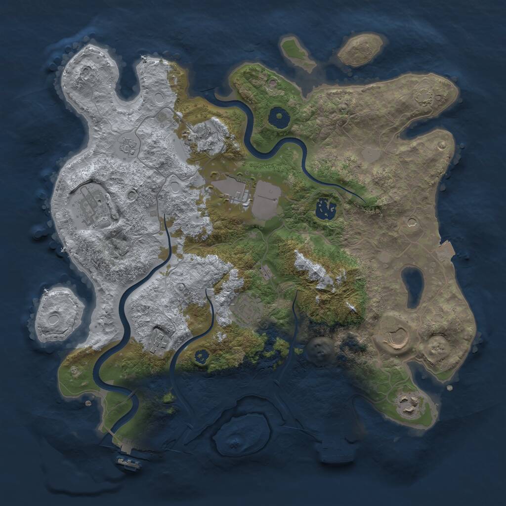 Rust Map: Procedural Map, Size: 3550, Seed: 4757, 14 Monuments