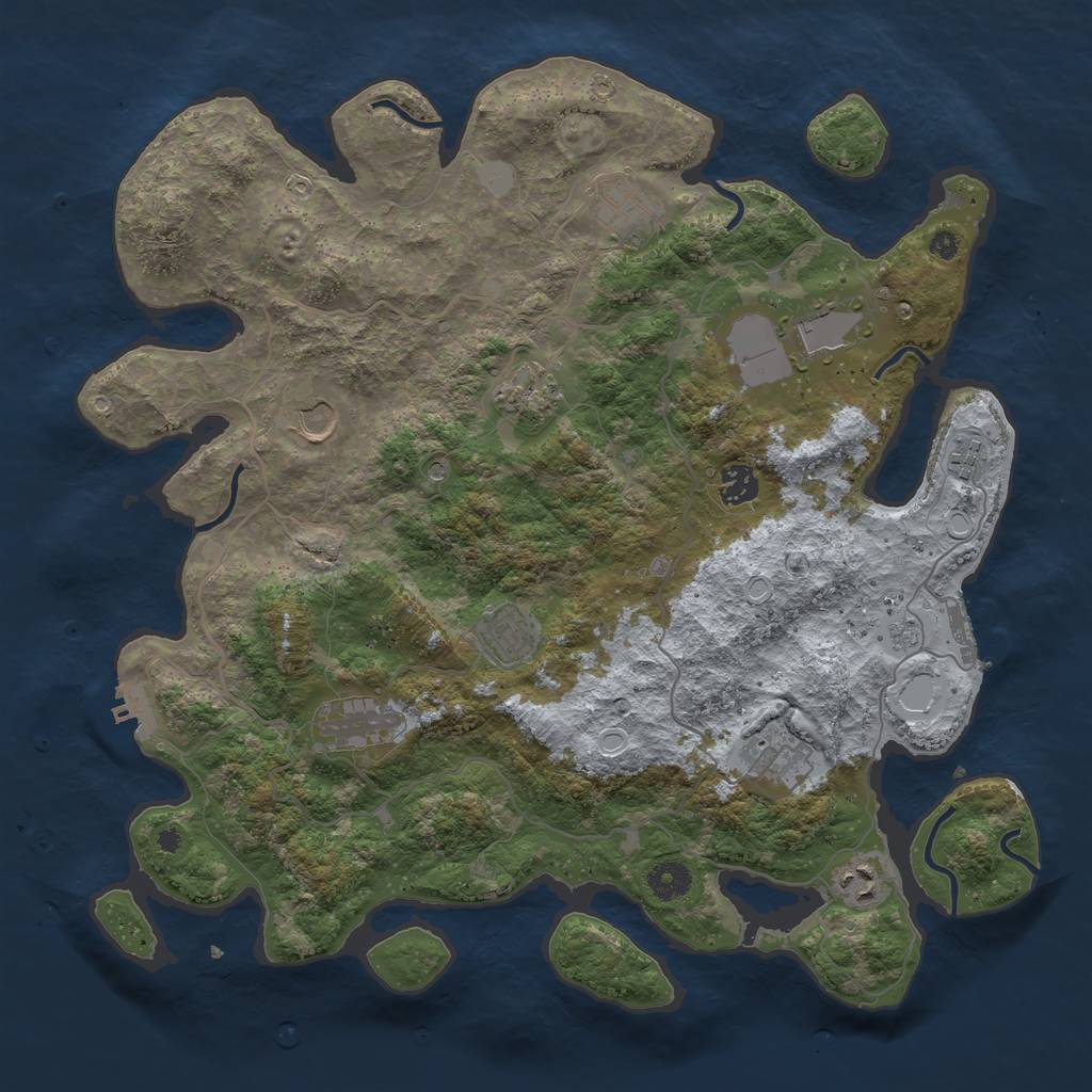 Rust Map: Procedural Map, Size: 4000, Seed: 1602888502, 17 Monuments
