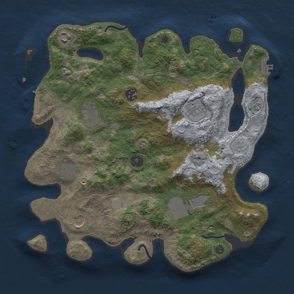 Rust Map: Procedural Map, Size: 3500, Seed: 67864342, 15 Monuments