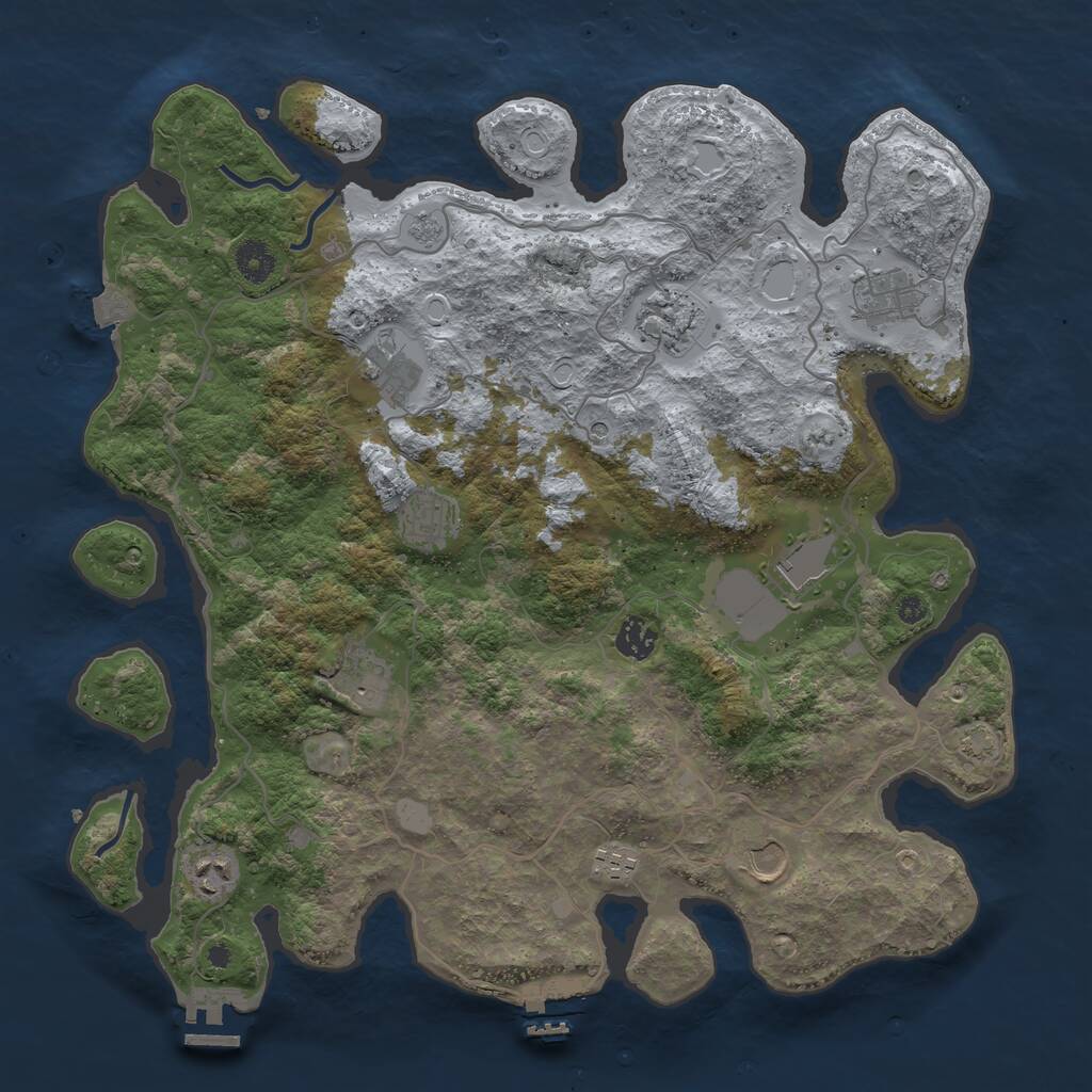 Rust Map: Procedural Map, Size: 4000, Seed: 952693438, 16 Monuments