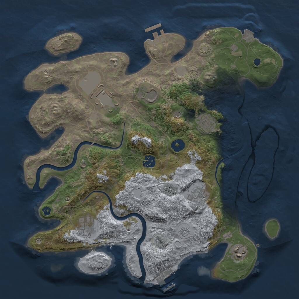 Rust Map: Procedural Map, Size: 3500, Seed: 18738554, 14 Monuments
