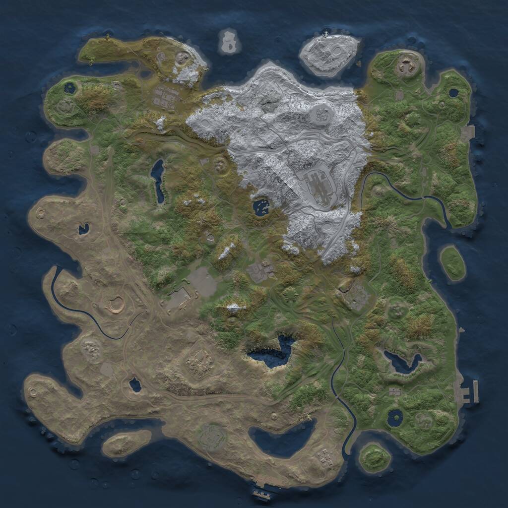Rust Map: Procedural Map, Size: 4500, Seed: 553039466, 17 Monuments