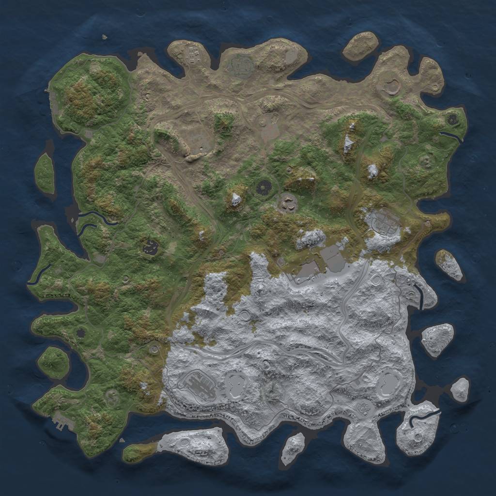 Rust Map: Procedural Map, Size: 4800, Seed: 213309898, 17 Monuments