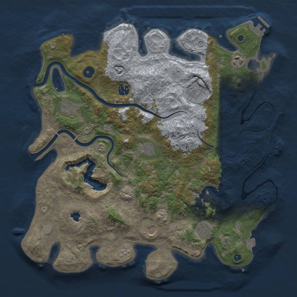 Rust Map: Procedural Map, Size: 4000, Seed: 100001, 14 Monuments