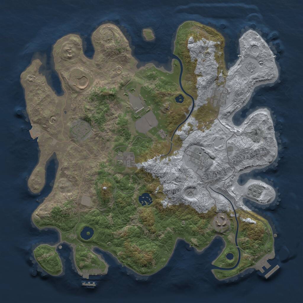 Rust Map: Procedural Map, Size: 3500, Seed: 1120504972, 15 Monuments