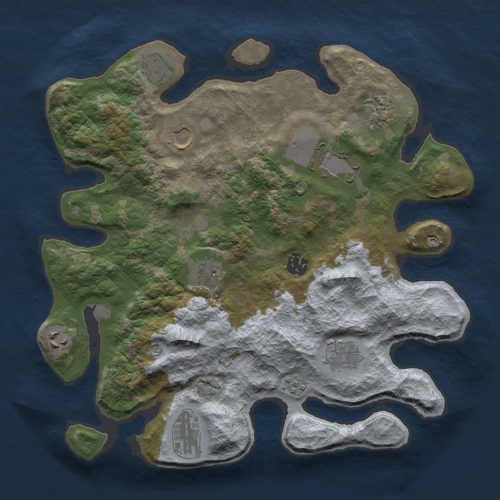 Rust Map: Barren, Size: 3500, Seed: 1655209255, 13 Monuments