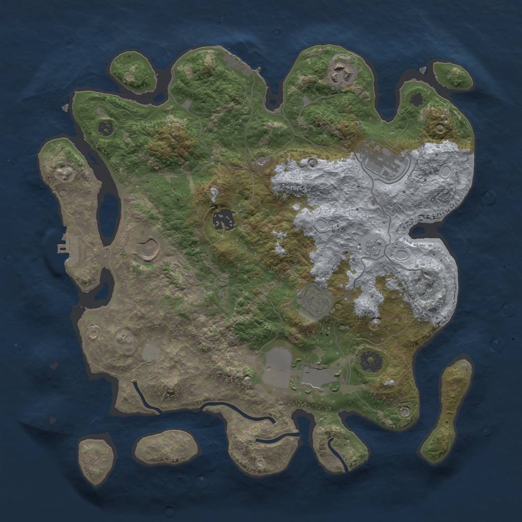 Rust Map: Procedural Map, Size: 3500, Seed: 2061623200, 13 Monuments