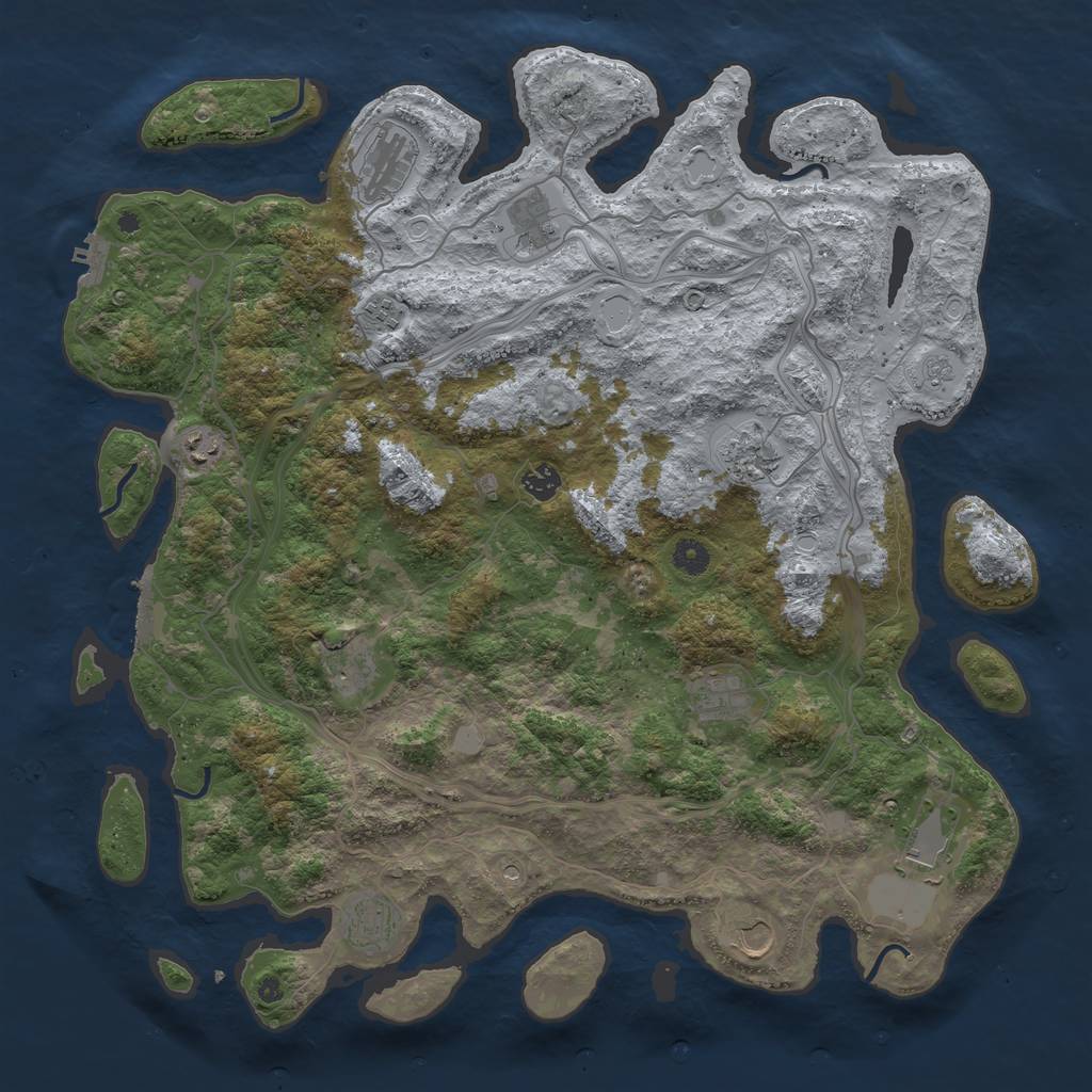 Rust Map: Procedural Map, Size: 4500, Seed: 411607949, 18 Monuments