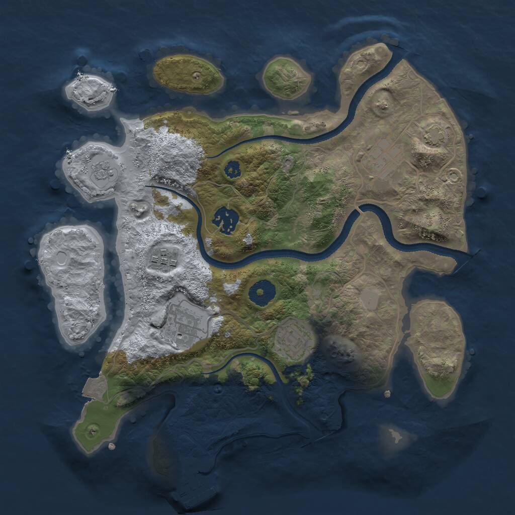 Rust Map: Procedural Map, Size: 3000, Seed: 6852309, 9 Monuments