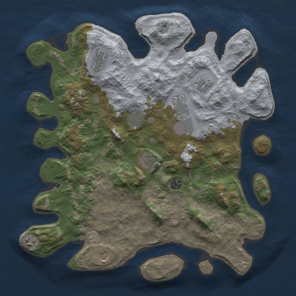Rust Map: Barren, Size: 4000, Seed: 1857766830, 12 Monuments