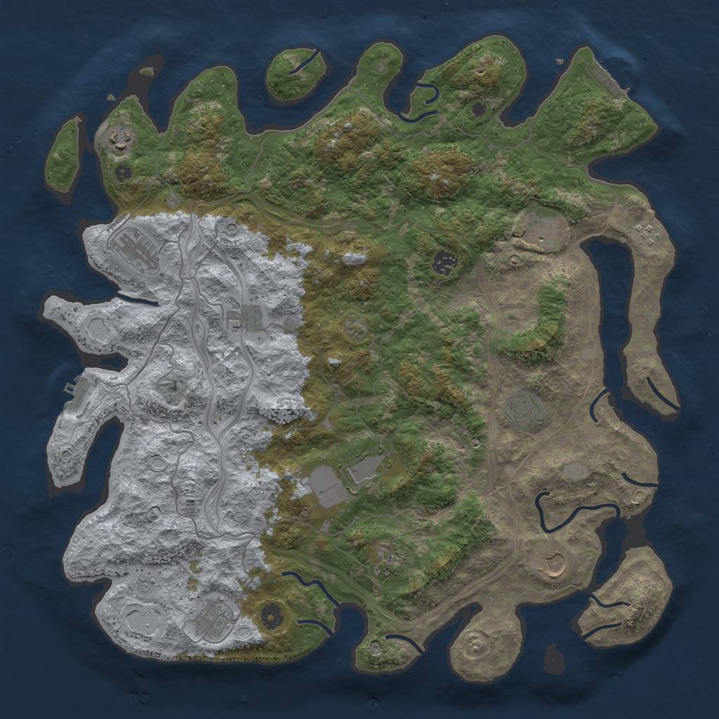 Rust Map: Procedural Map, Size: 4500, Seed: 2076007936, 18 Monuments