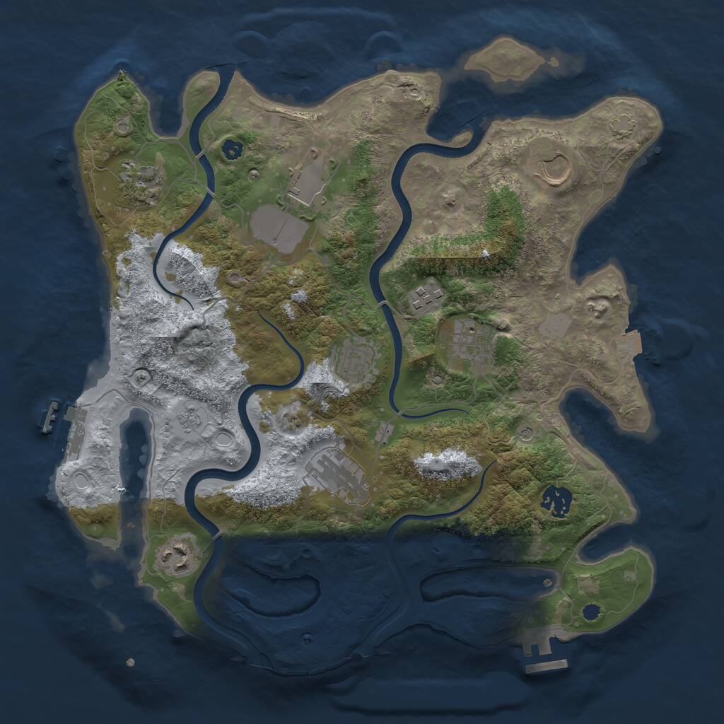 Rust Map: Procedural Map, Size: 3500, Seed: 468973434, 15 Monuments