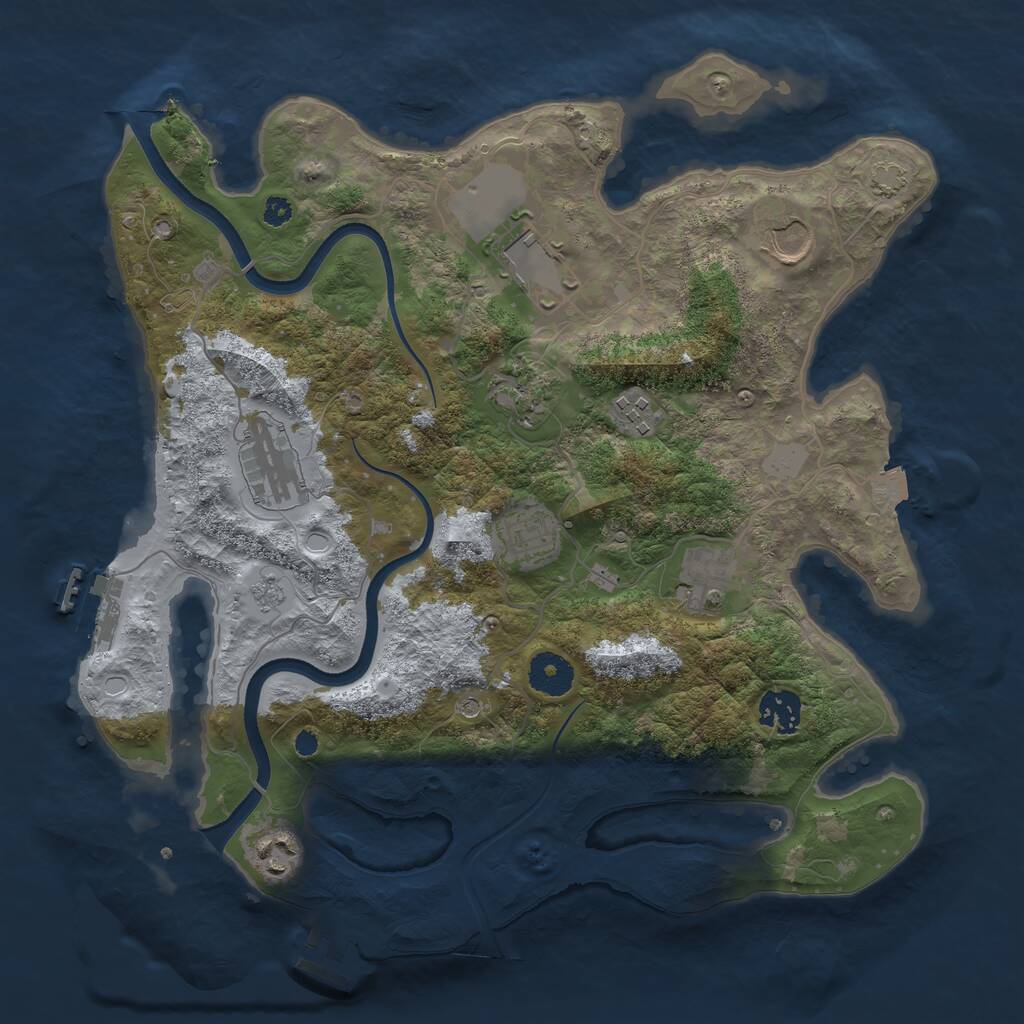 Rust Map: Procedural Map, Size: 3500, Seed: 468973434, 15 Monuments