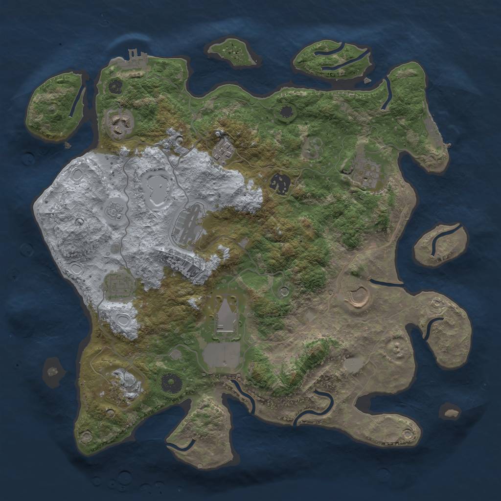 Rust Map: Procedural Map, Size: 3600, Seed: 40769752, 16 Monuments