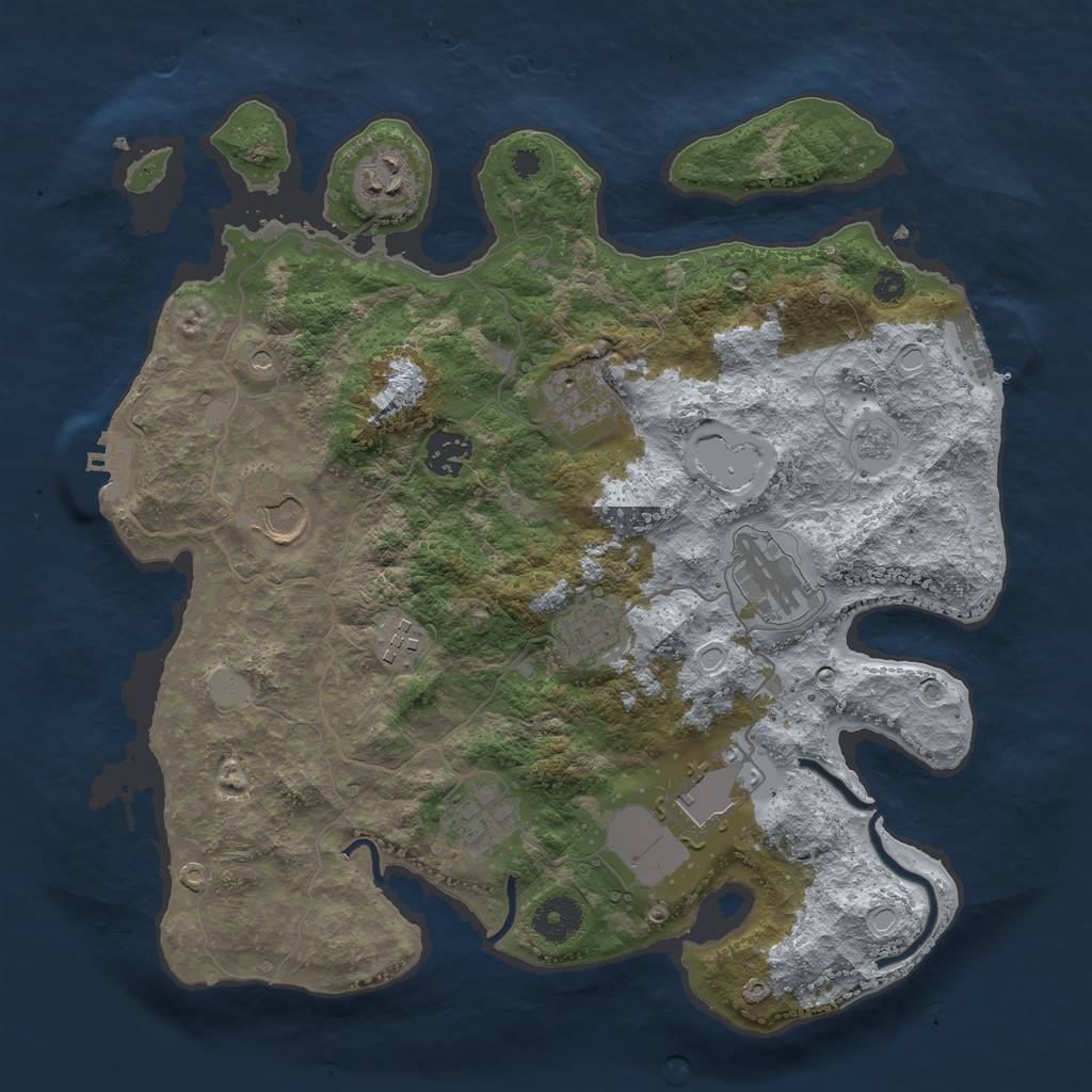 Rust Map: Procedural Map, Size: 3500, Seed: 874867434, 16 Monuments