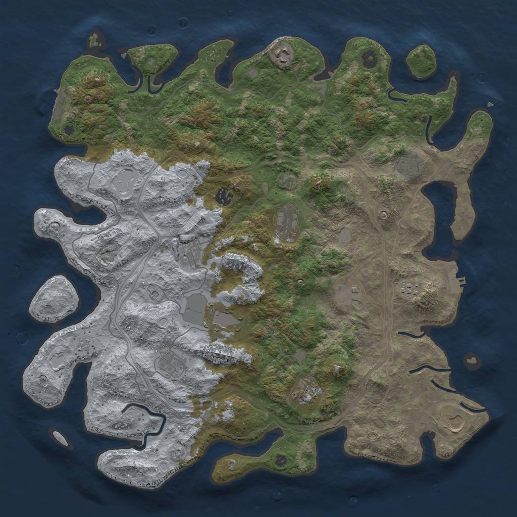 Rust Map: Procedural Map, Size: 4500, Seed: 7451, 18 Monuments